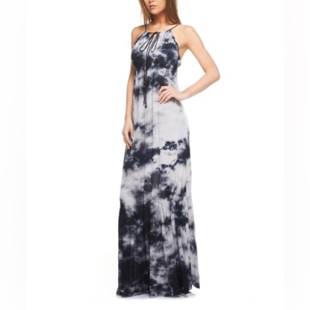Mono B | Black & White Tie-Dye Maxi Dress